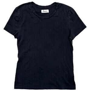 Rowan Women's T-Shirt Tyler Supima Cotton Short Sleeve Top Tee in Faded Black